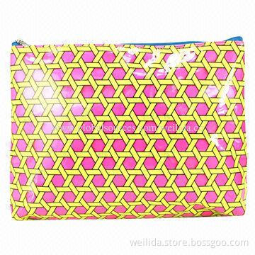 Cosmetic Bag in Printed Polyester, with Clear EVA Covering